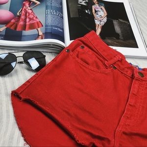 Vintage Red Cutoff Shorts